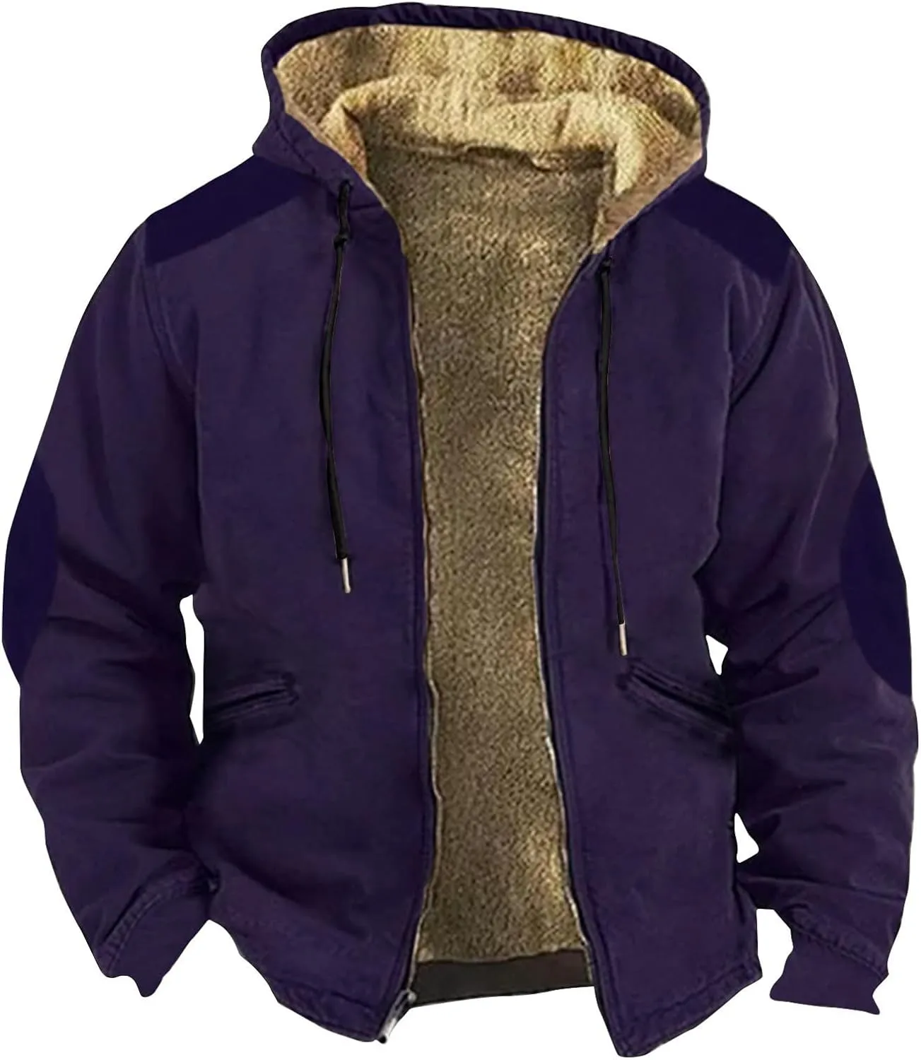 GOFULY Mens Winter Jacket Sherpa With Hood Warm Coats Fleece Zipper Hoodie Big And Tall Heavyweight Fall Outfits With Pockets