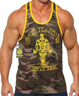 Gold's Gym Tank Top Ringer - Official Licensed - CRT-01 - Green Camo/Gold