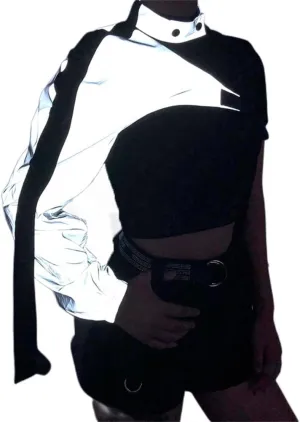 Goth Crop Top for Women 80s Emo Alt Punk Jacket Coat