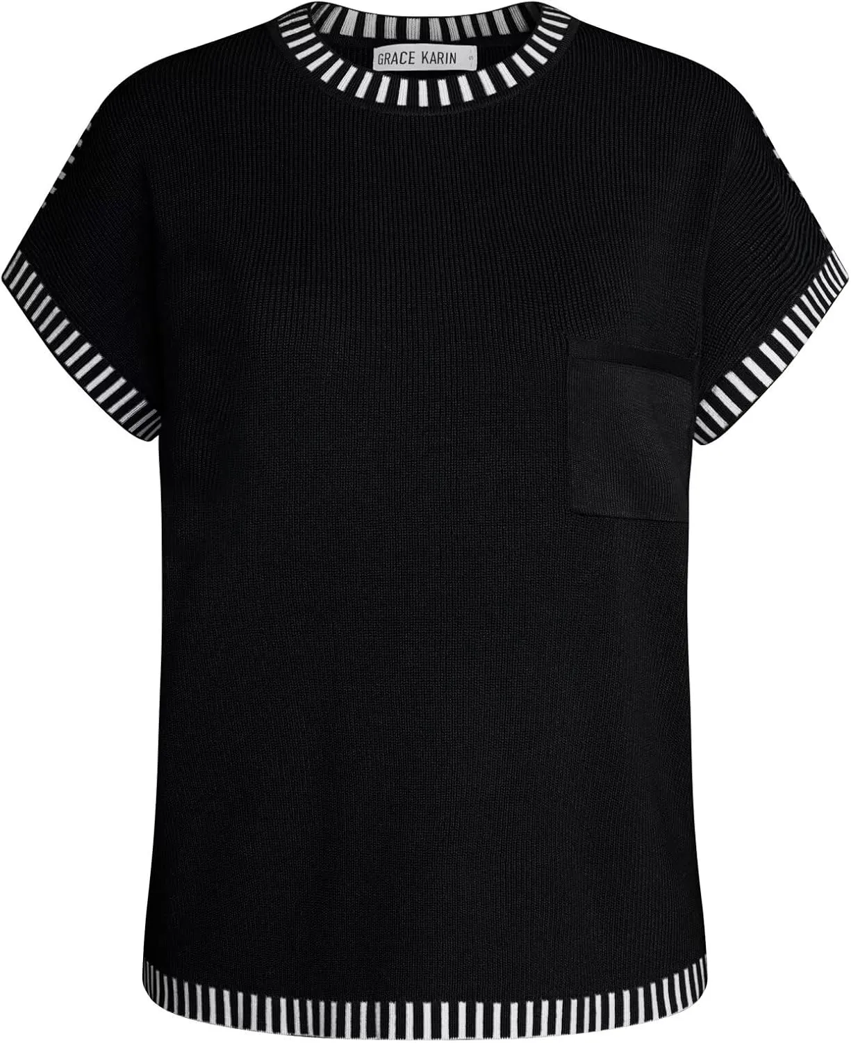 GRACE KARIN Womens Cap Sleeve Sweater Vest Crewneck Knit Casual Sweater Trendy 2025 Y2K Summer Shirt Tops