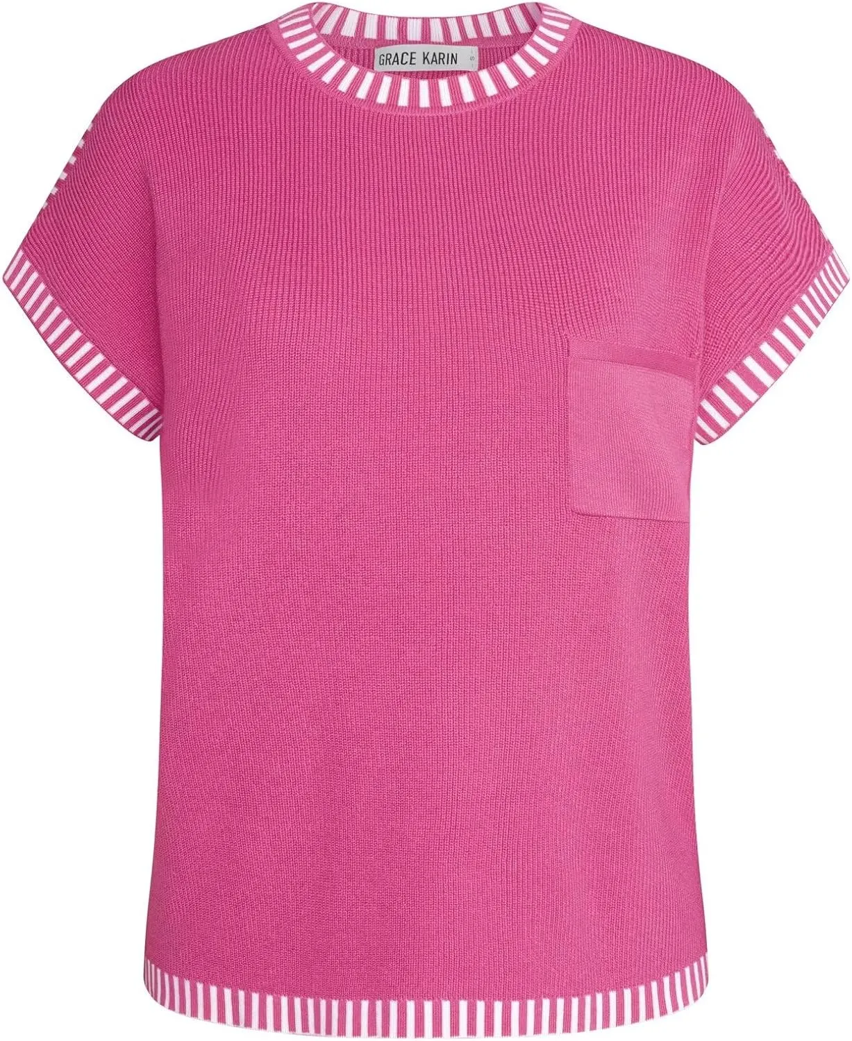 GRACE KARIN Womens Cap Sleeve Sweater Vest Crewneck Knit Casual Sweater Trendy 2025 Y2K Summer Shirt Tops