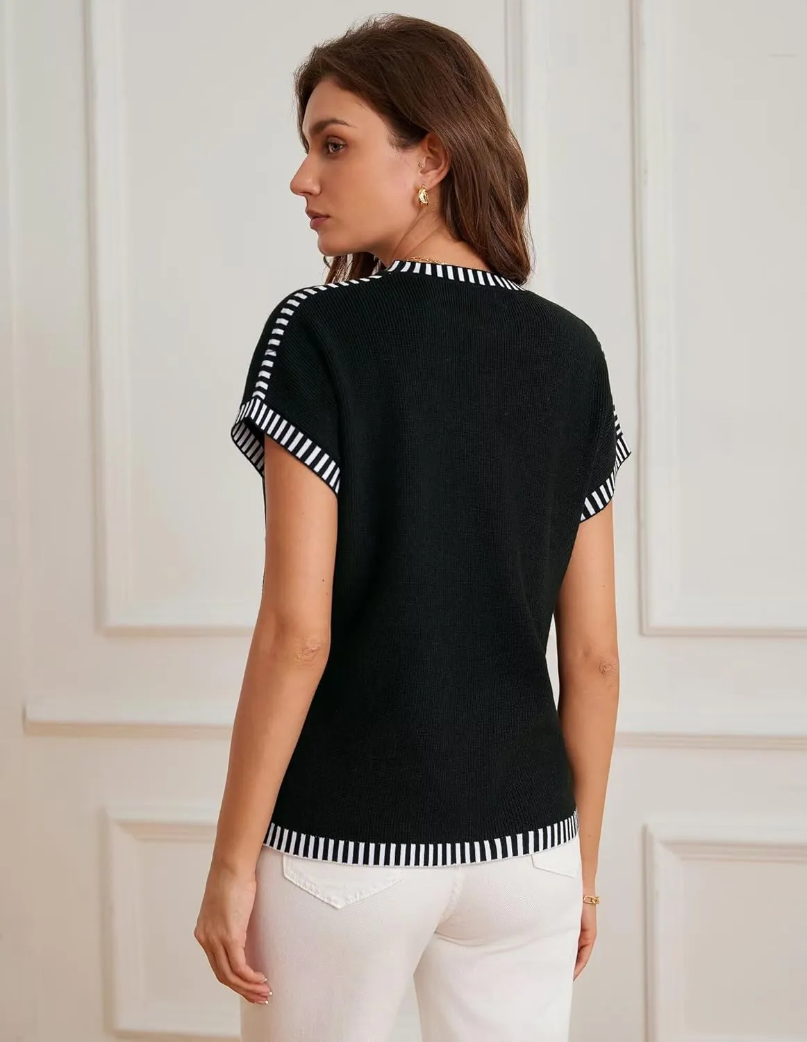 GRACE KARIN Womens Cap Sleeve Sweater Vest Crewneck Knit Casual Sweater Trendy 2025 Y2K Summer Shirt Tops