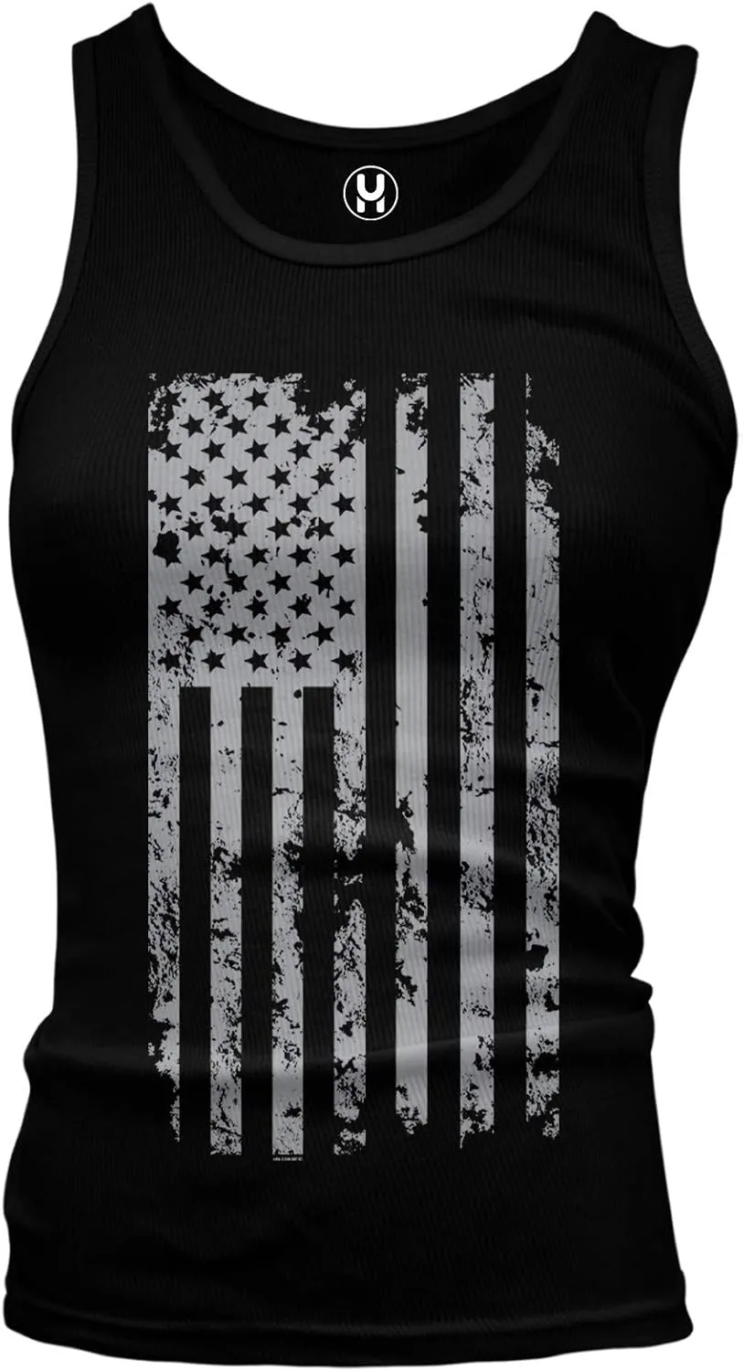 Haase Unlimited Silver American Flag - USA Patriotic Freedom Juniors Tank Top