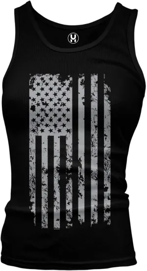 Haase Unlimited Silver American Flag - USA Patriotic Freedom Juniors Tank Top