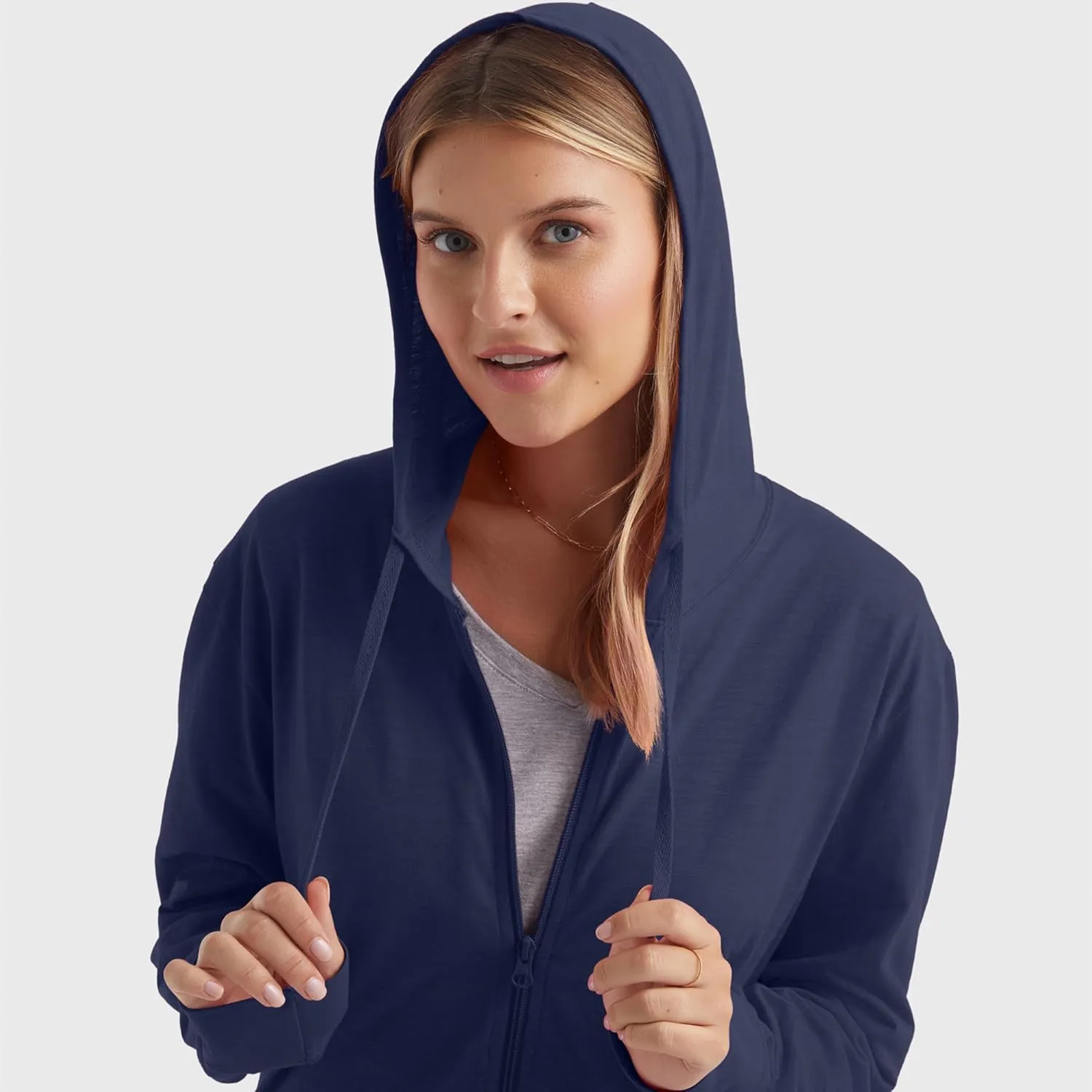 Hanes Womens Slub Knit Full-Zip Hoodie, Textured Cotton Zip-Up T-Shirt Hoodie for Women