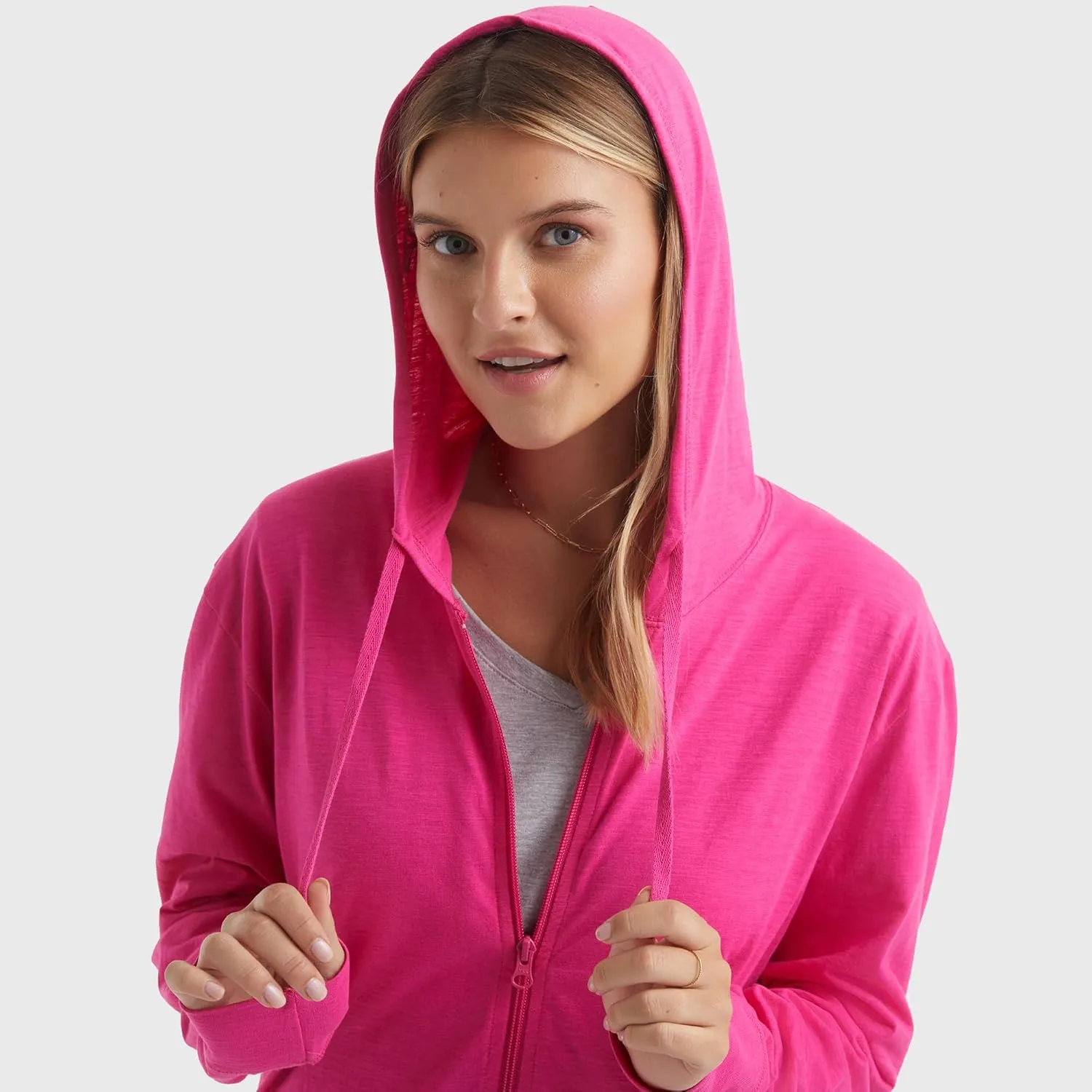 Hanes Womens Slub Knit Full-Zip Hoodie, Textured Cotton Zip-Up T-Shirt Hoodie for Women