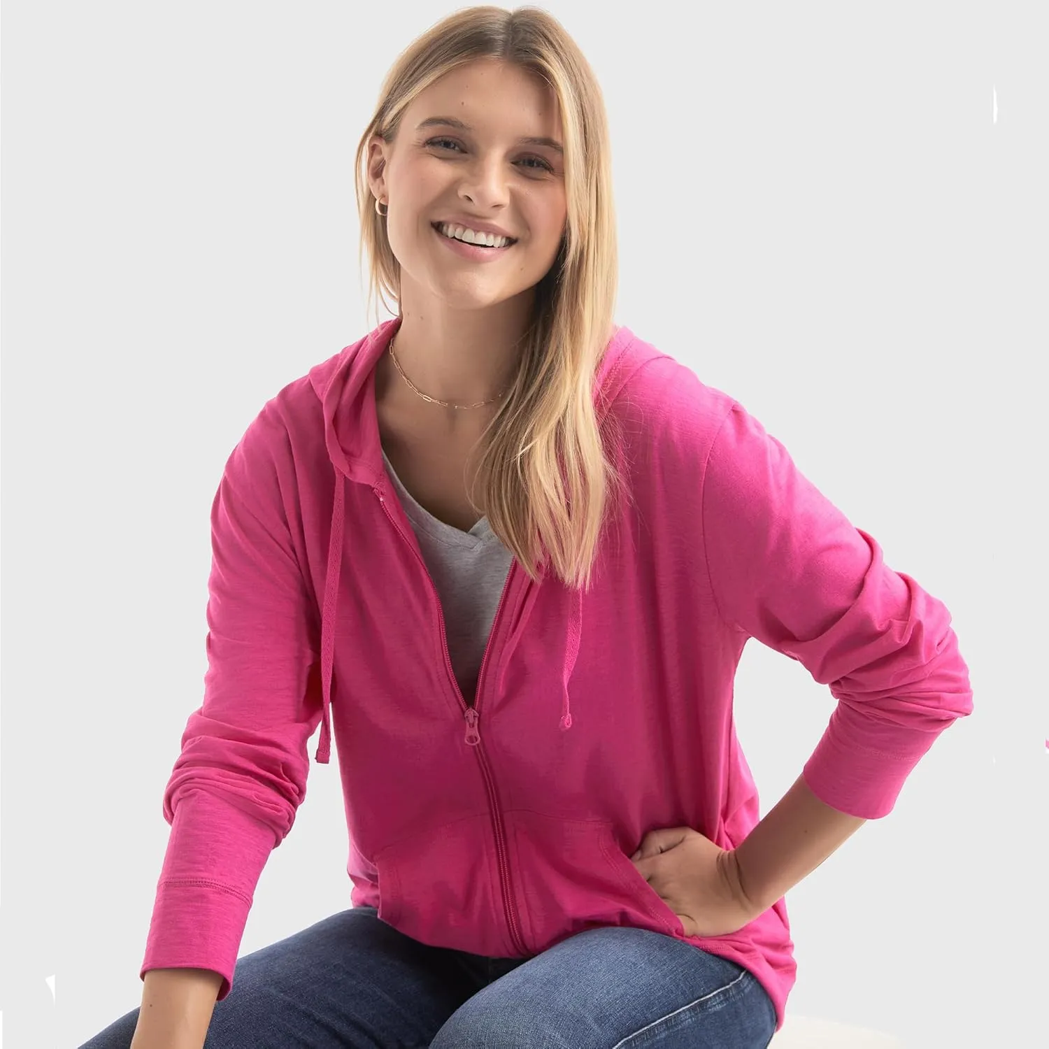 Hanes Womens Slub Knit Full-Zip Hoodie, Textured Cotton Zip-Up T-Shirt Hoodie for Women
