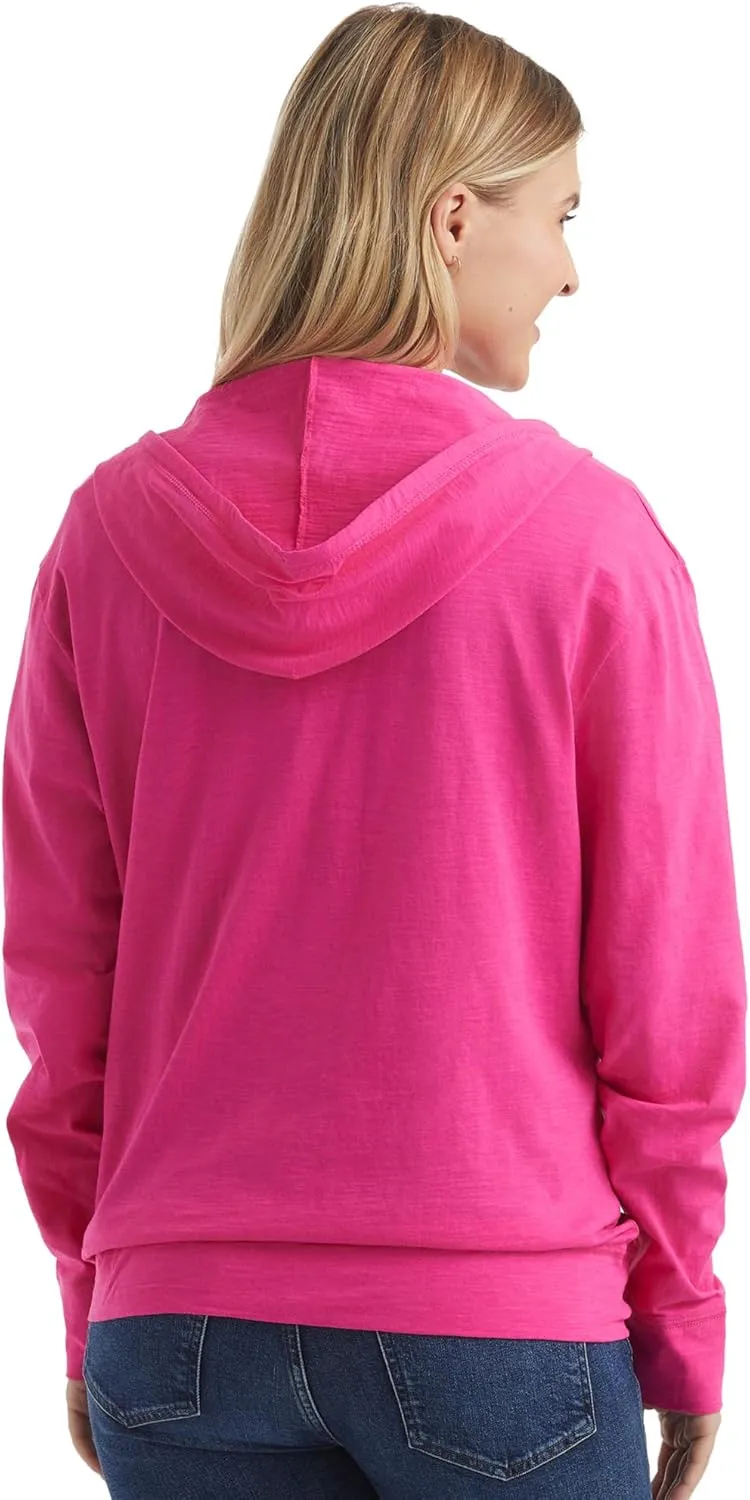 Hanes Womens Slub Knit Full-Zip Hoodie, Textured Cotton Zip-Up T-Shirt Hoodie for Women