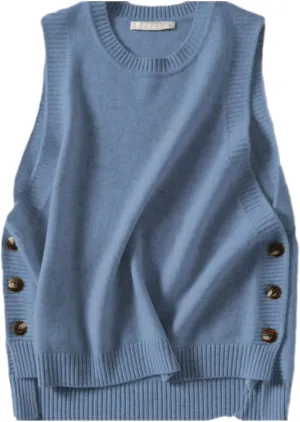 HangNiFang Women's Round Neck Sleeveless Pullover Ribbed Knit Sweater Vest Top