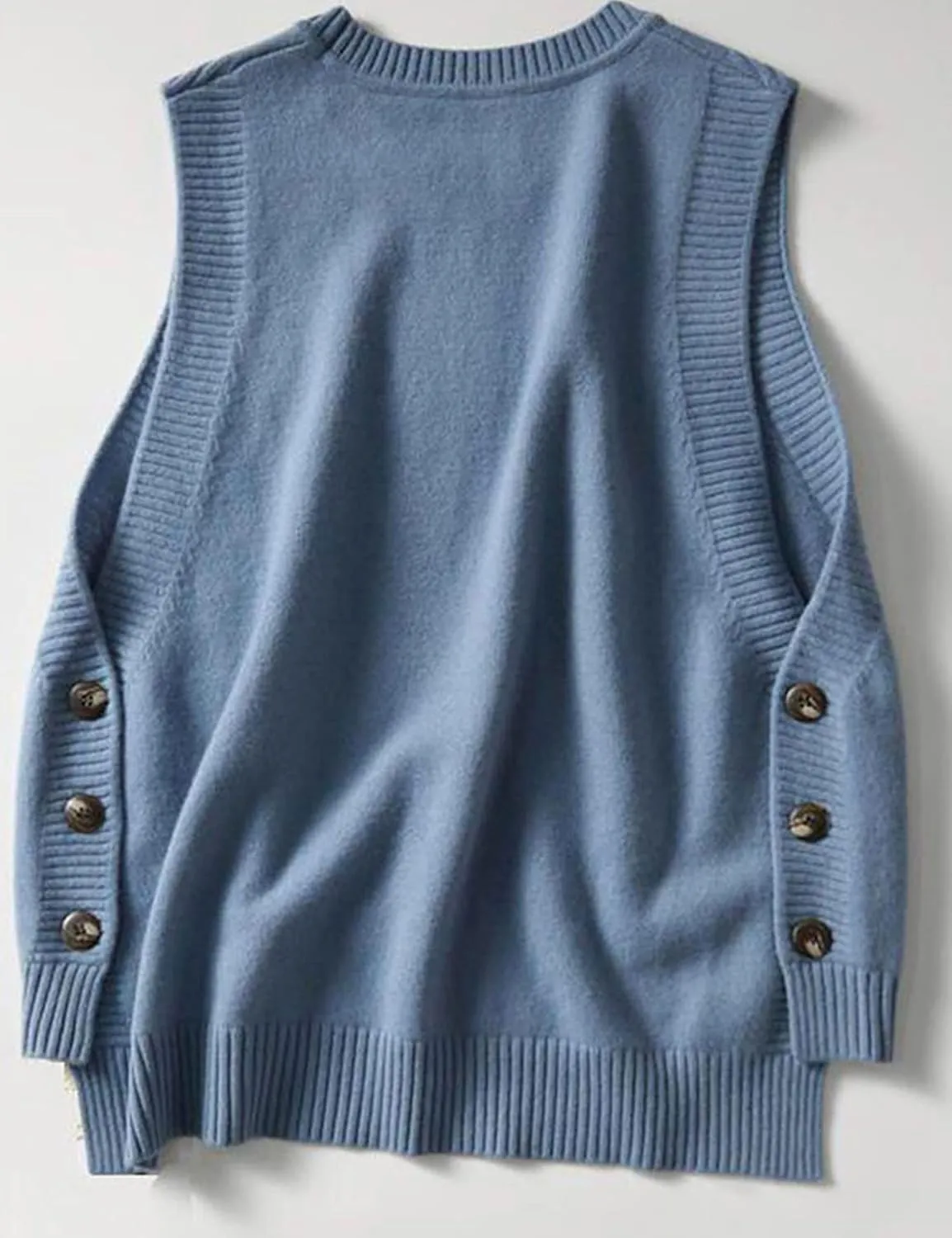 HangNiFang Women's Round Neck Sleeveless Pullover Ribbed Knit Sweater Vest Top
