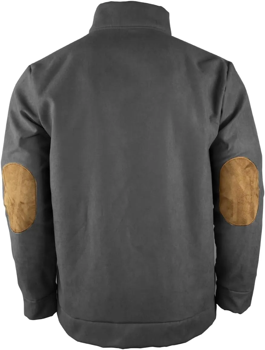 HARGLESMAN Mens Suede Sweatshirts Stand Collar Button Up Love Sleeve Pullover with Elbow Patches