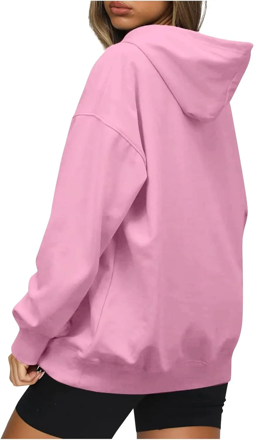Hoodies For Women Plain Pocket Zip Sweatshirt Basic Long Sleeve Coat Outdoor Ladies Daily Tops Trendy Sport Outfits