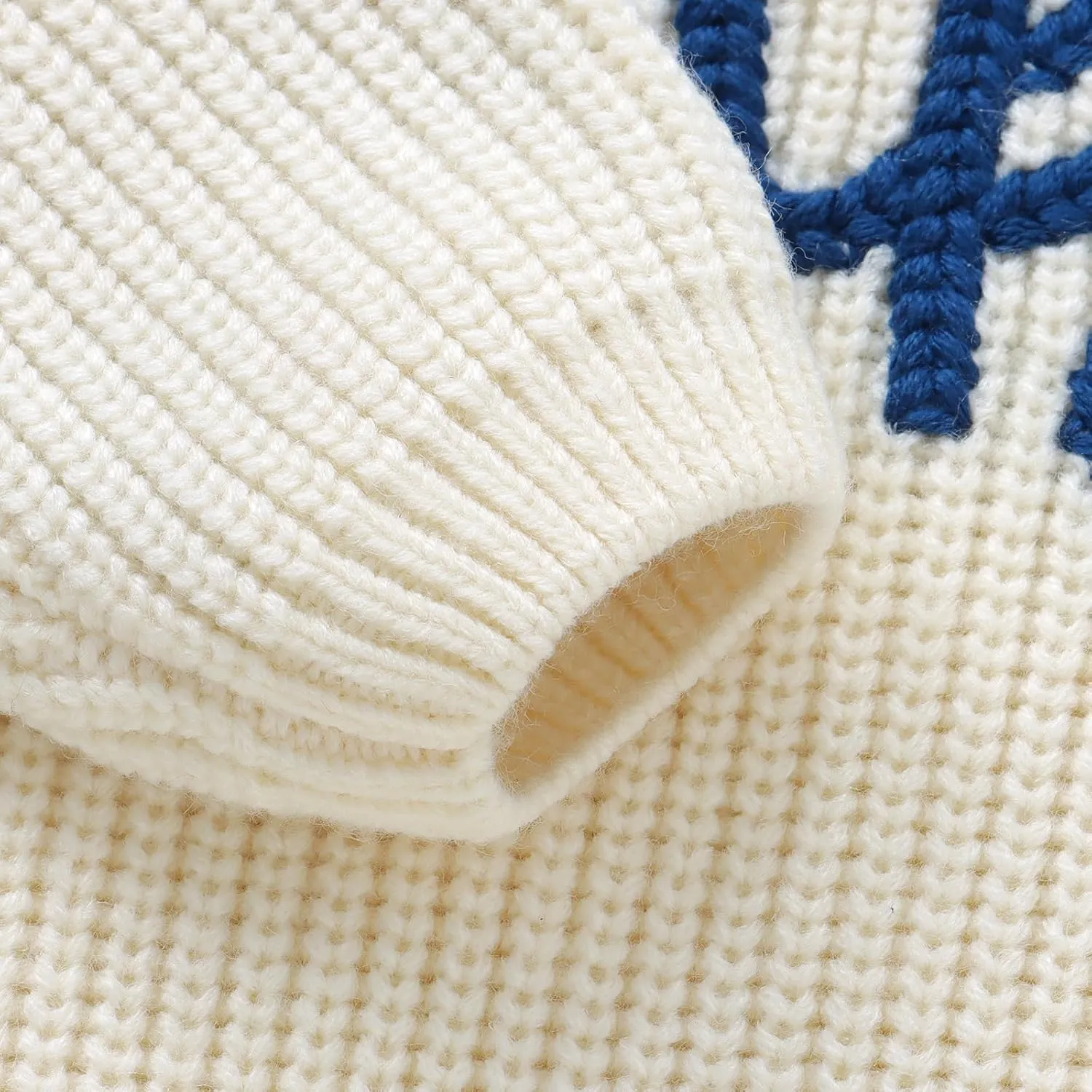 Infant Baby Boy Girl Knit Sweater Rooster Goose Embroidery Crew Neck Long Sleeve Pullover Knit Shirt Winter Clothes