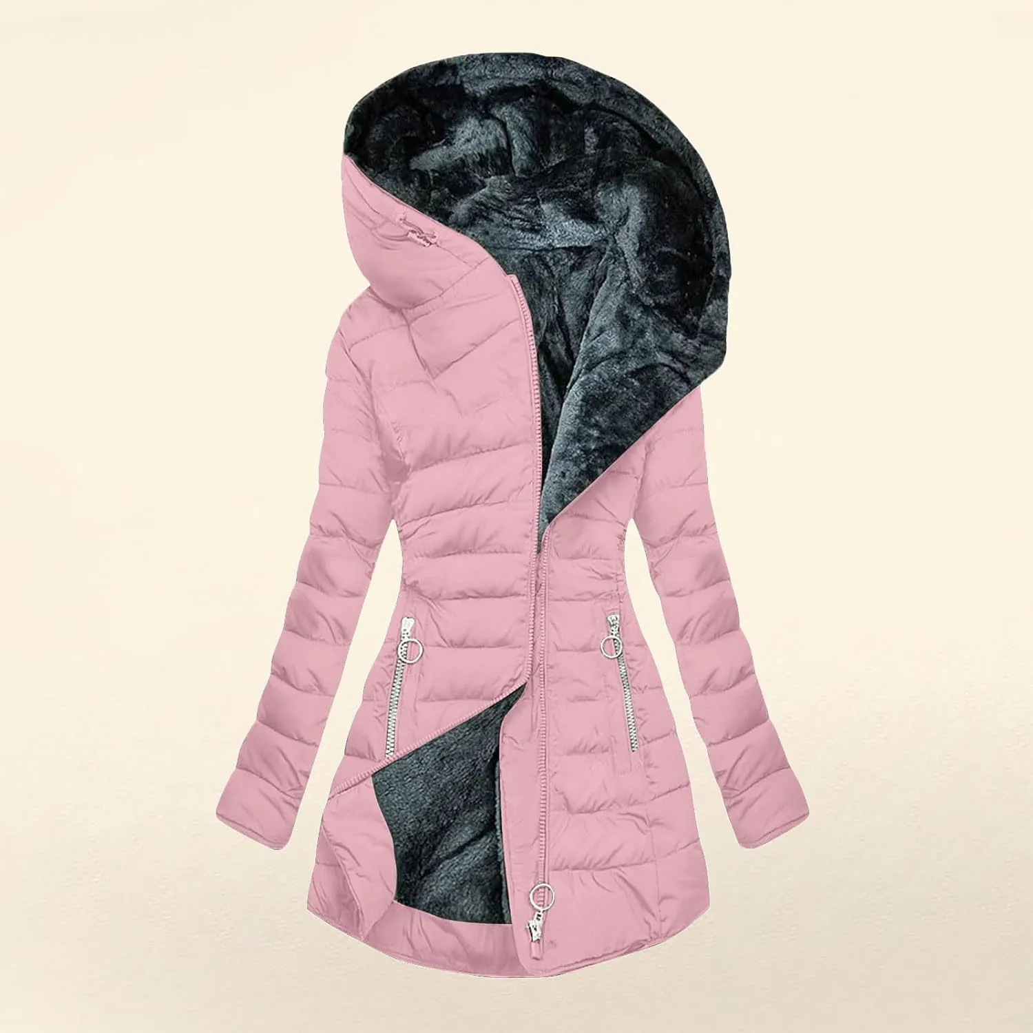 Jackets for Women Casual Warm Puffer Long Coats Lightweight Outfit Long Sleeve Down Outerwear with Hood 2024