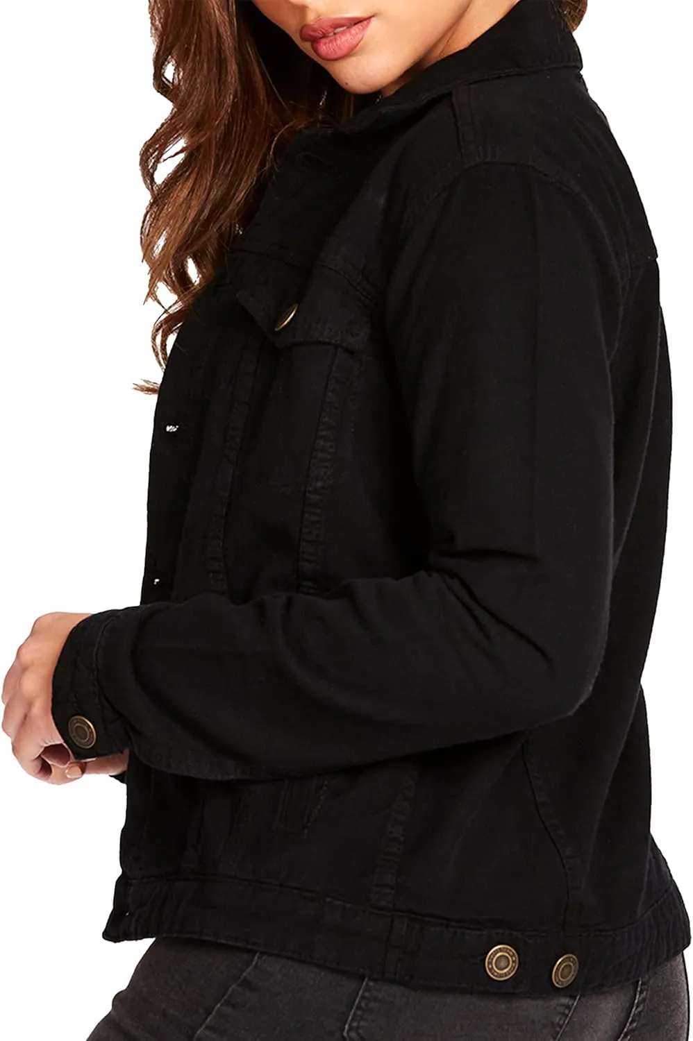 Jean Jacket Women - Long Sleeves Button Down Denim Jacket for Women Clothing in Regular Fit & Oversized with Waist Adjuster