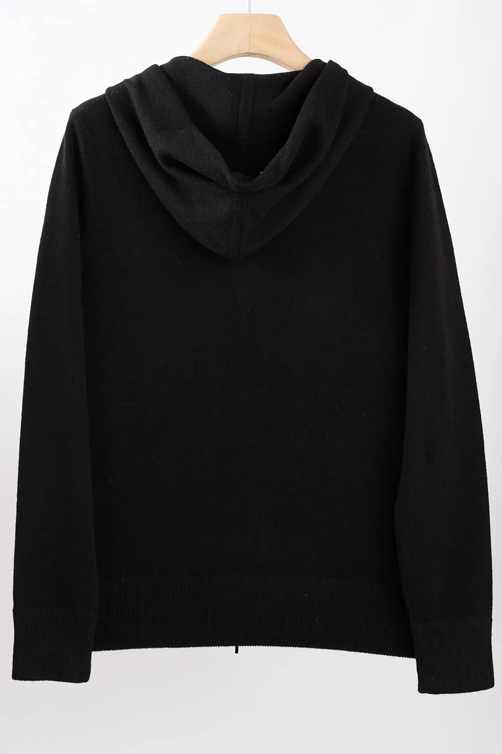 JENNIE LIU Women's 100% Pure Cashmere Long Sleeve Zip Hoodie Cardigan Sweater