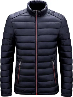 JEShifangjiusu Men Winter Cotton Padded Jacket Casual Stand Collar Hoodless Zipper Pocket Coat Thicken Long Sleeve Coats, Dark Blue, XX-Large