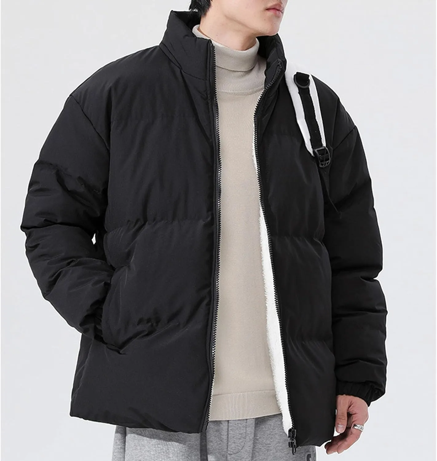 JEShifangjiusu Men'S Thicken Puffer Jacket Lightweight Water-Resistant Warm Winter Coat Full Zip Up Cotton-Padded Jackets