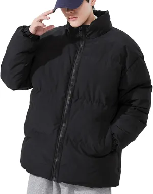 JEShifangjiusu Men'S Thicken Puffer Jacket Lightweight Water-Resistant Warm Winter Coat Full Zip Up Cotton-Padded Jackets