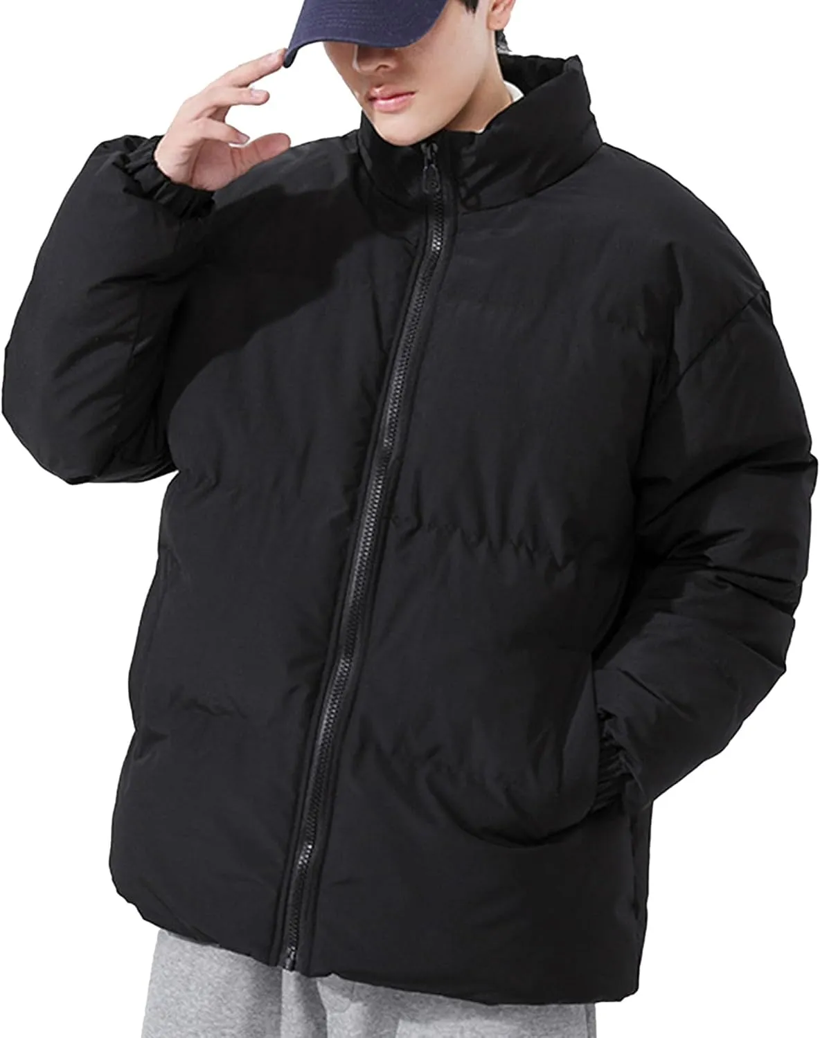 JEShifangjiusu Men'S Thicken Puffer Jacket Lightweight Water-Resistant Warm Winter Coat Full Zip Up Cotton-Padded Jackets