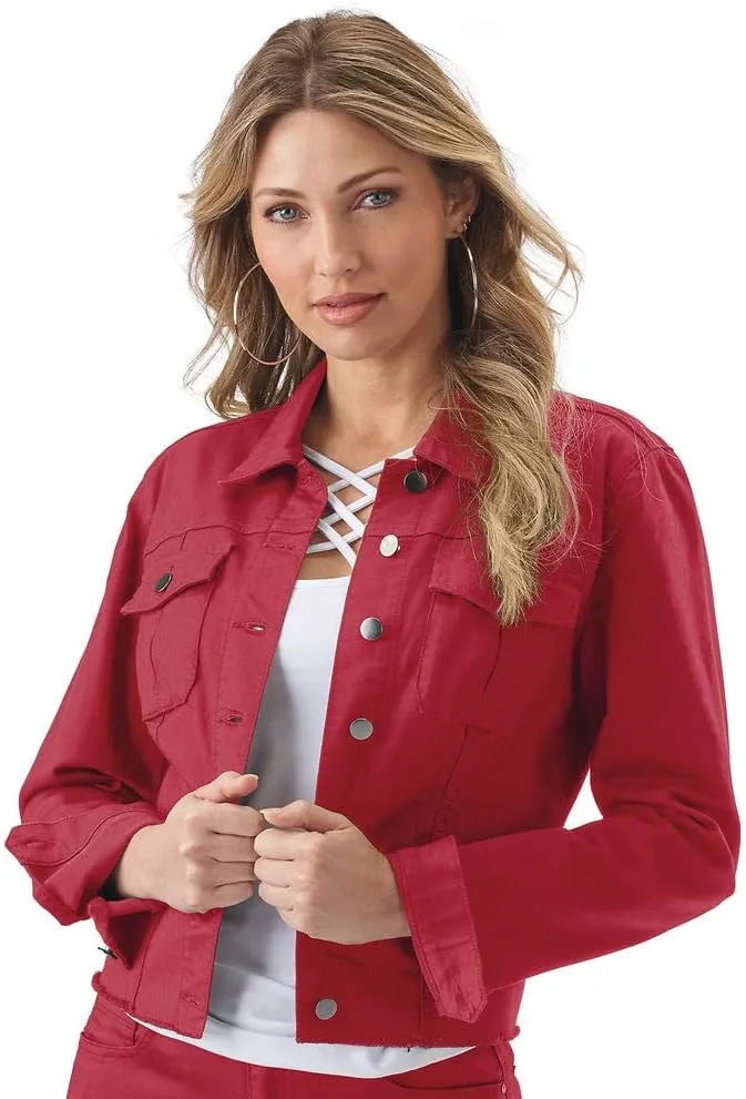 K. Jordan Womens Stretch Denim Colored Jean Jacket