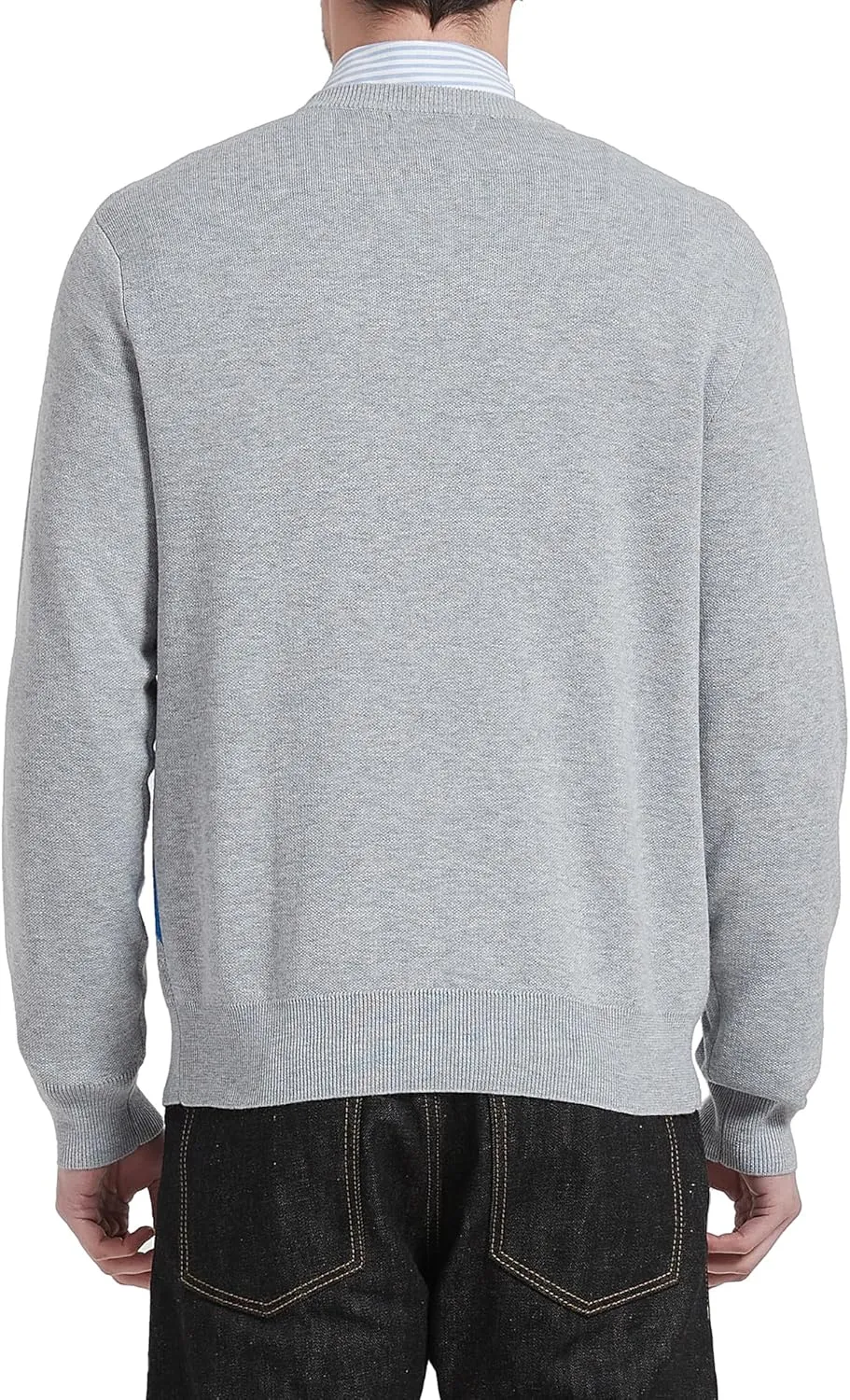 Kallspin Men's Wool Blend Crewneck Sweater Argyle Long Sleeve Pullover Sweater for Casual Or Dressy Wear
