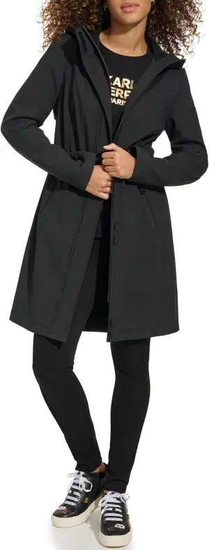 Karl Lagerfeld Paris Women's Lightweight Softshell Jacket, Water Resistant Fleece Black