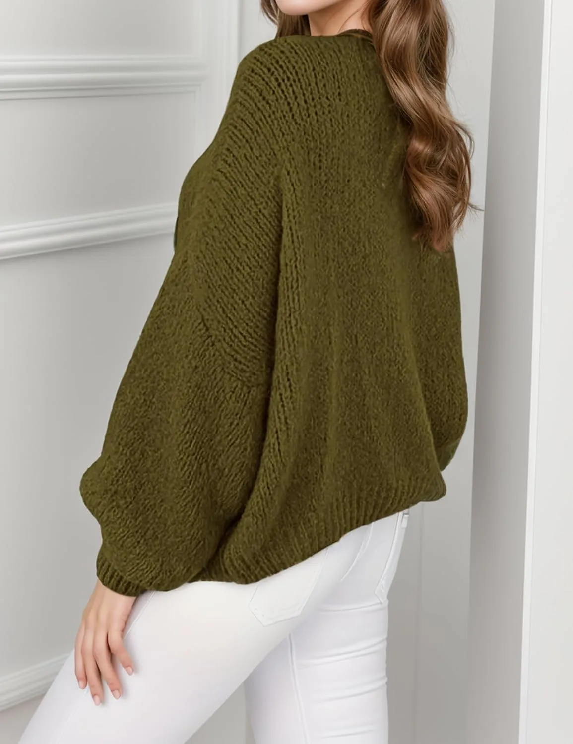 Kissonic Women's Tie Front Bow Cardigan Sweaters Y2K Bow Puff Long Sleeve Jacket 2024 Fall Trendy Tops