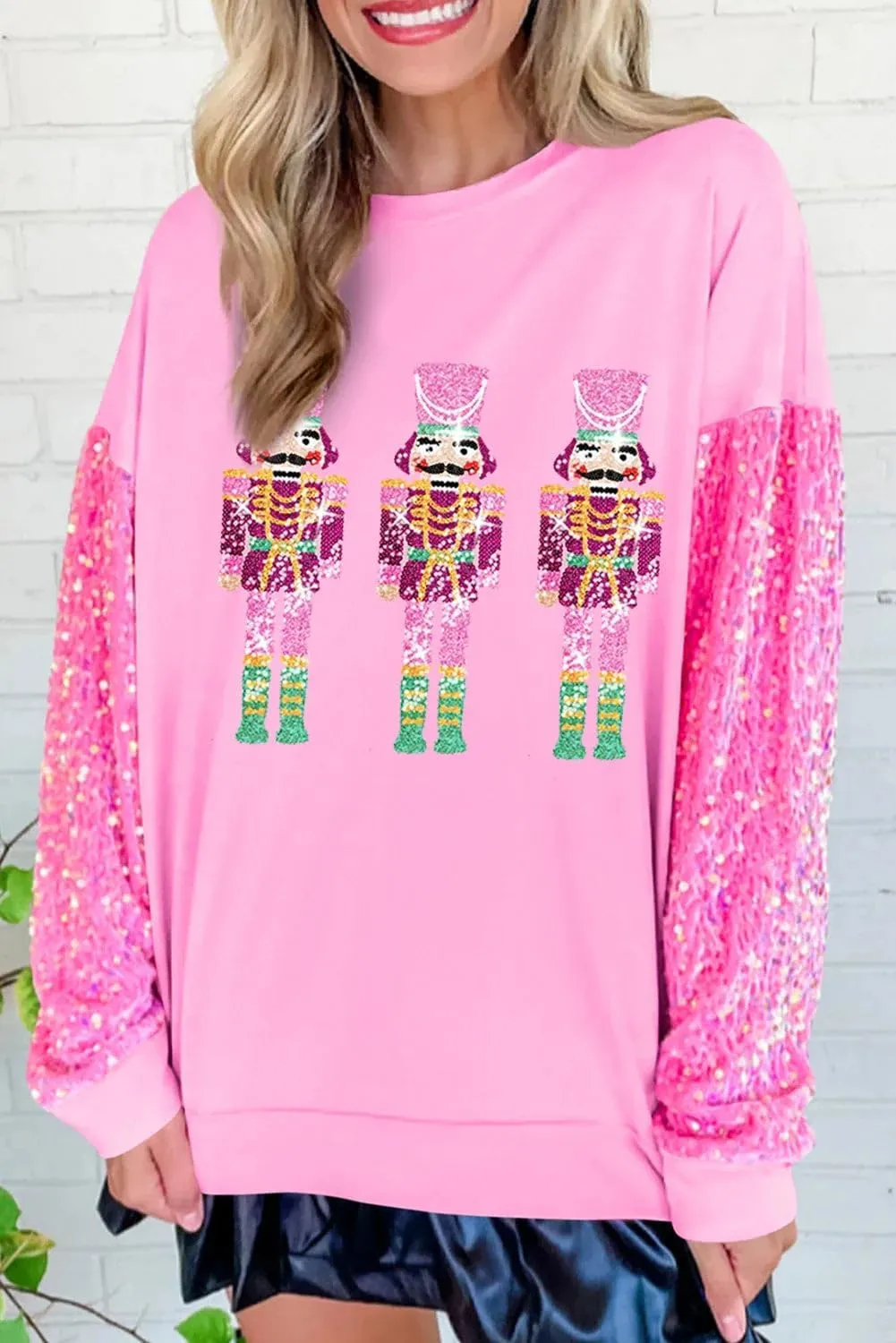 KMBANGI Women Christmas Nutcracker Sweatshirt Holiday Funny Graphic Pullover Top Oversized Crewneck Long Sleeve Shirts