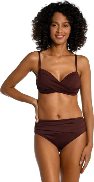 La Blanca Women's Island Goddess Over The Shoulder Wrap Bikini Swimsuit Top