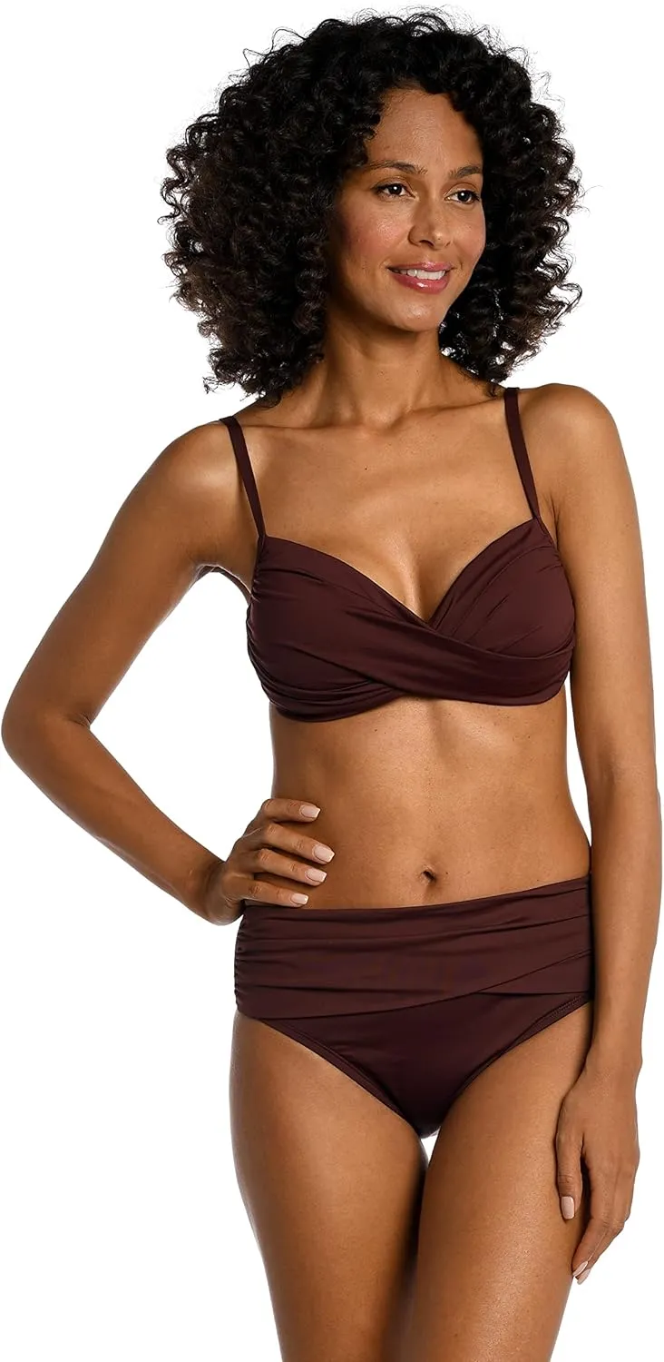 La Blanca Women's Island Goddess Over The Shoulder Wrap Bikini Swimsuit Top