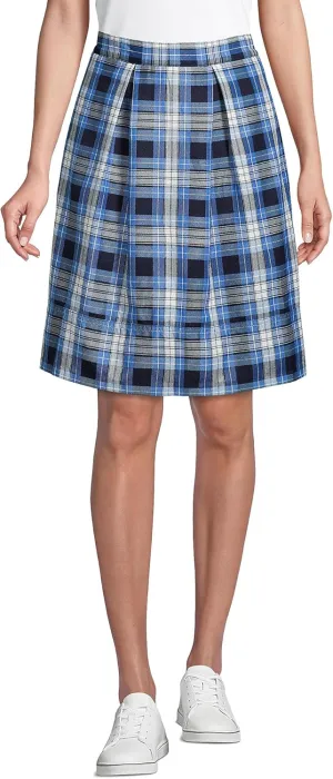 Lands' End School Uniform Women's Plaid Pleated Skort Top of Knee
