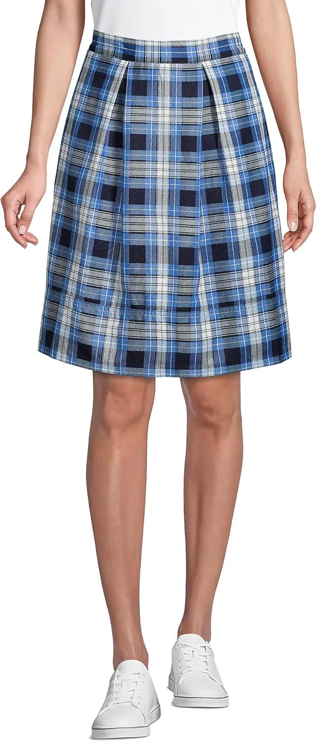 Lands' End School Uniform Women's Plaid Pleated Skort Top of Knee