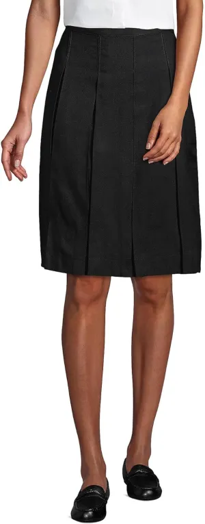 Lands' End School Uniform Women's Solid Box Pleat Skirt Top of Knee