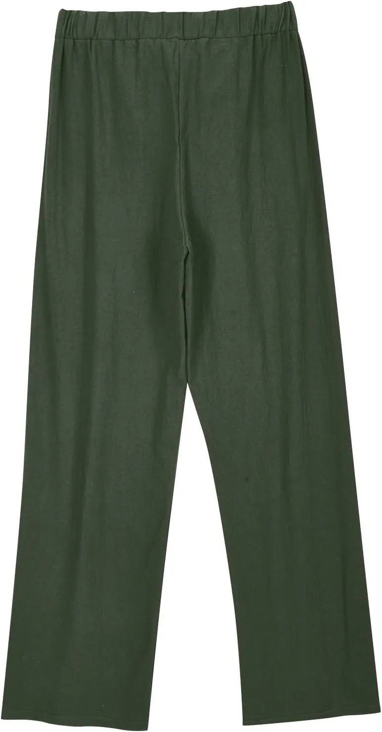 Lastesso Womens Linen Pants Elastic Waistband Wide Leg Slacks Plus Size Cute Summer Lounge Trousers Casual Summer Pant