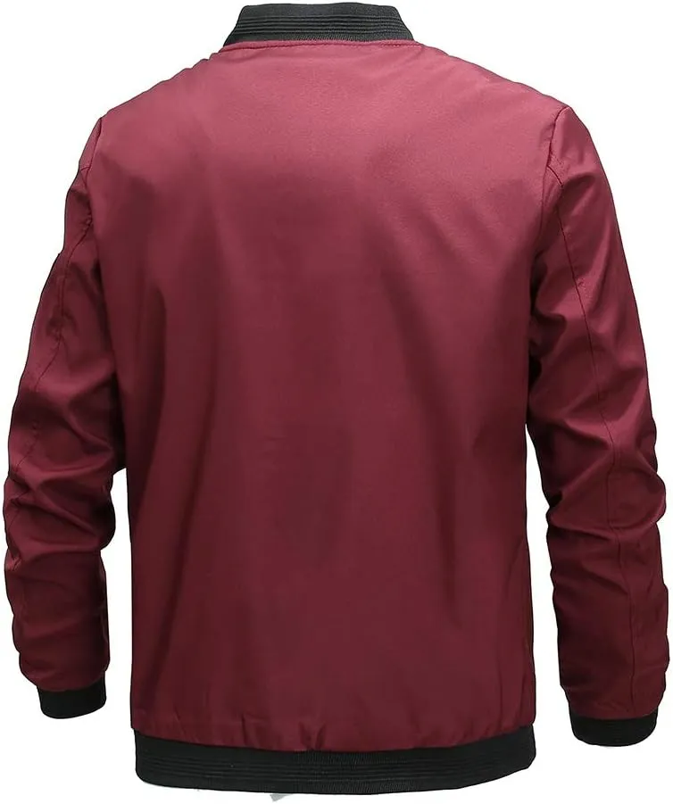 Lavnis Men's Flight Bomber Jacket Lightweight Softshell Coat Sportwear Zipper Windbreaker