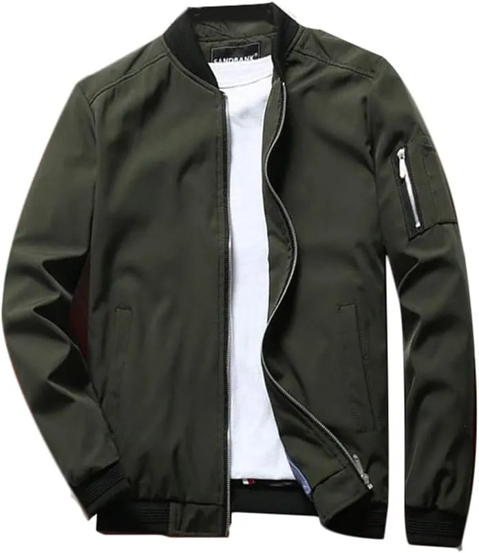 Lavnis Men's Flight Bomber Jacket Lightweight Softshell Coat Sportwear Zipper Windbreaker