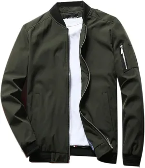 Lavnis Men's Flight Bomber Jacket Lightweight Softshell Coat Sportwear Zipper Windbreaker