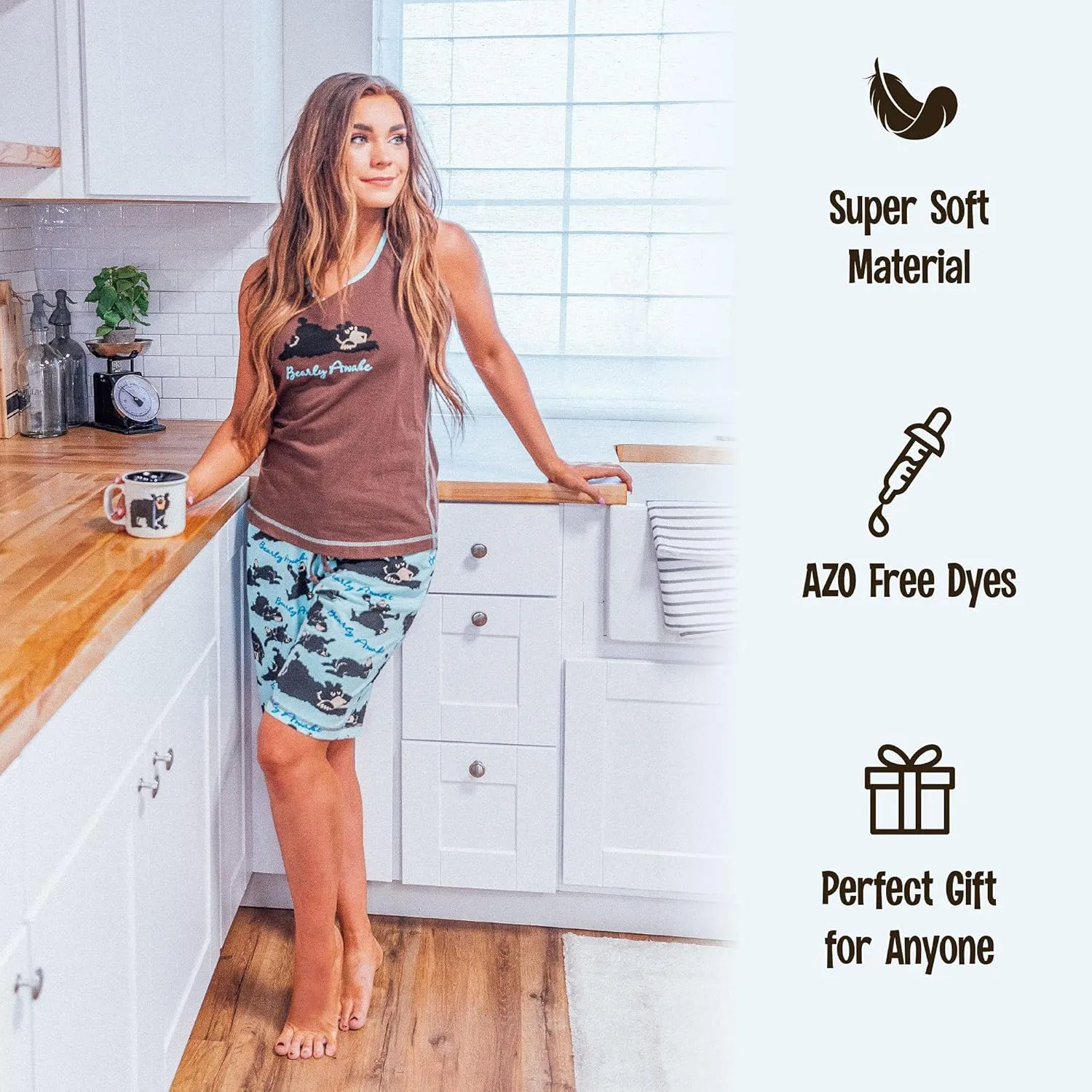 Lazy One Animal Pajamas for Women, Cute Pajama Shorts and Top Separates