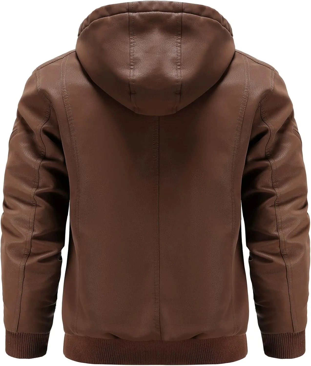 Leather Jackets for Men,Stand Collar Zip Up Motorcycle Biker Bomber Jacket With Removable Hood