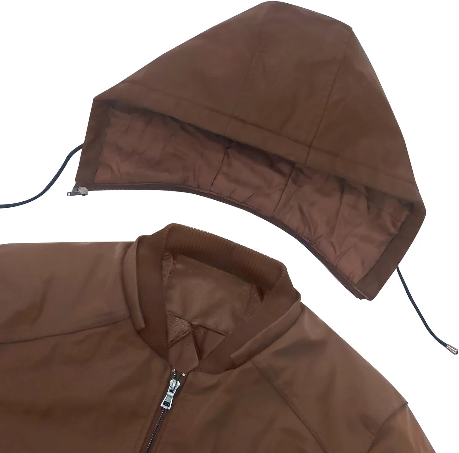 Leather Jackets for Men,Stand Collar Zip Up Motorcycle Biker Bomber Jacket With Removable Hood