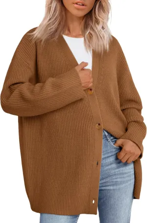 LILLUSORY Women Oversized Cardigan Sweater 2025 Fall Outfits Cloth Fashion V Neck Knit Button Front Casual Trendy Tops