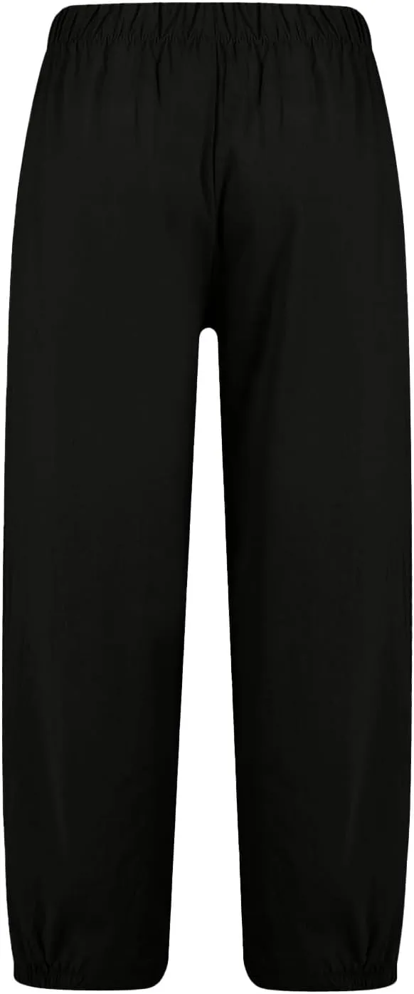 Linen Capri Pants for Women Drawstring Waisted Summer Casual Trousers Pants with Pockets Cropped Palazzo Lounge