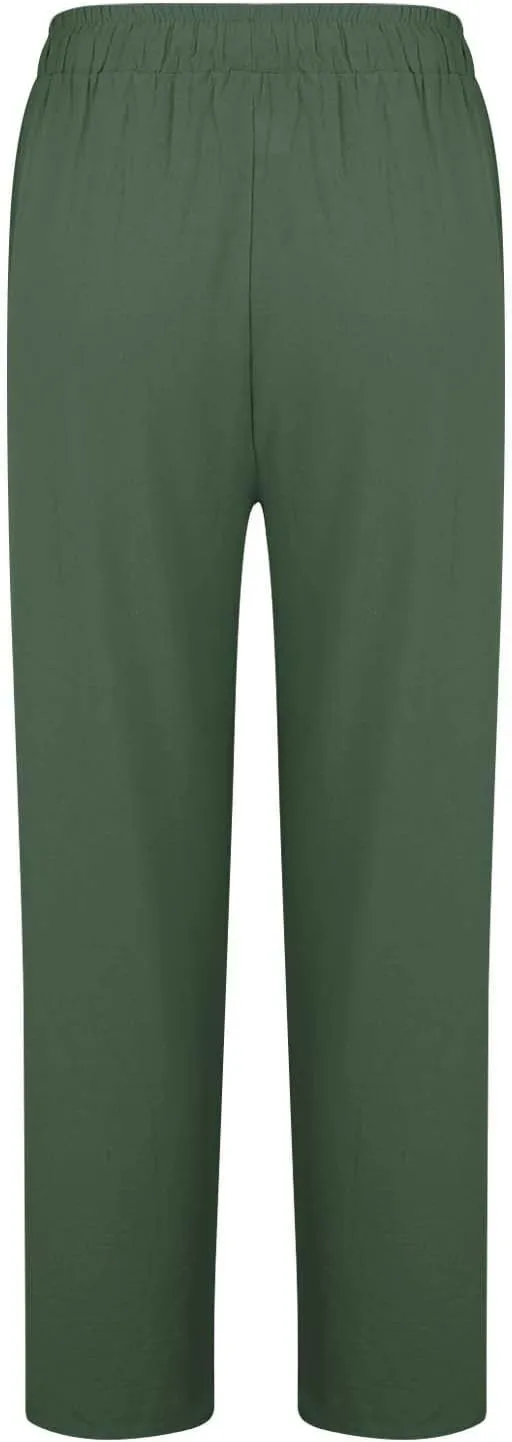 Linen Capri Pants Spring Summer Wide Leg Linen Trousers for Women Loose Pant Womens Summer