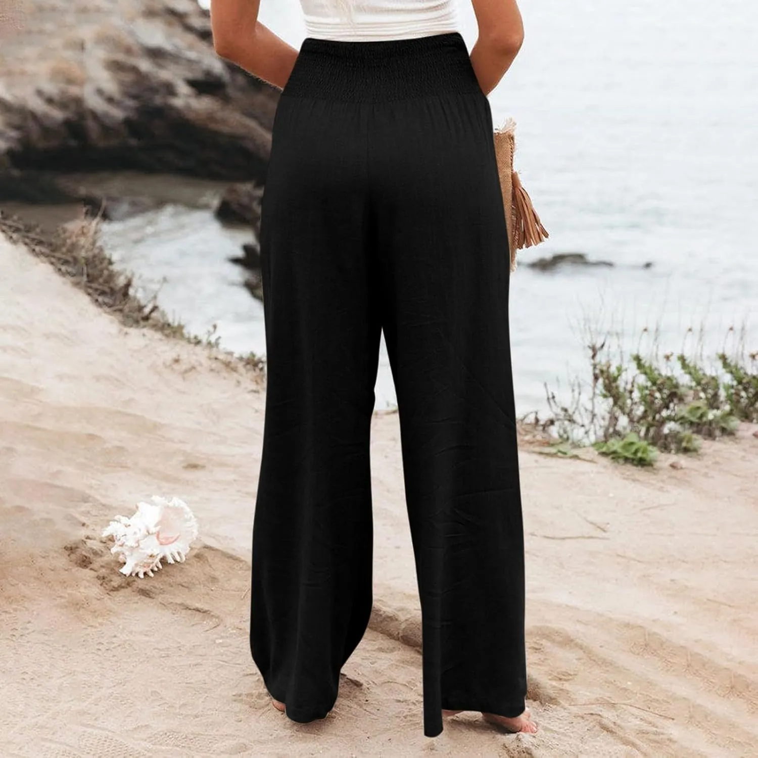 Linen Pant Women Spring Wide Leg Pant for 2025 High Waisted Cotton Summer Casual Trousers