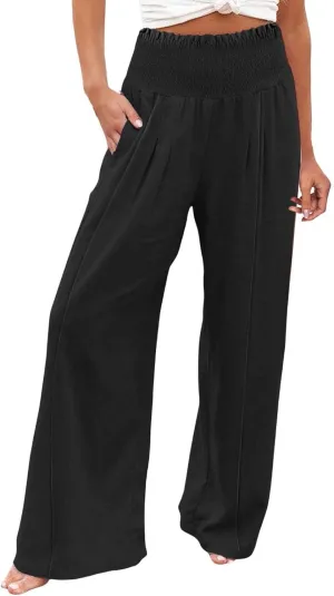 Linen Pant Women Spring Wide Leg Pant for 2025 High Waisted Cotton Summer Casual Trousers