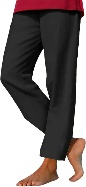 Linen Pants for Women 2025 Summer Casual Straight Loose High Waisted Drawstring Elastic Pant Daily Beach Trouser