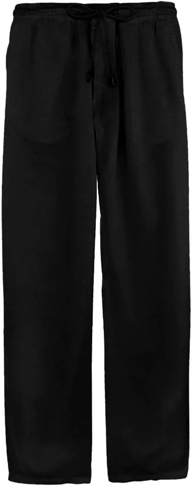 Linen Pants Men Summer Beach Slacks Casual Basic Plain Straight Leg Trousers Open Bottom Vacation Drawstring Pants