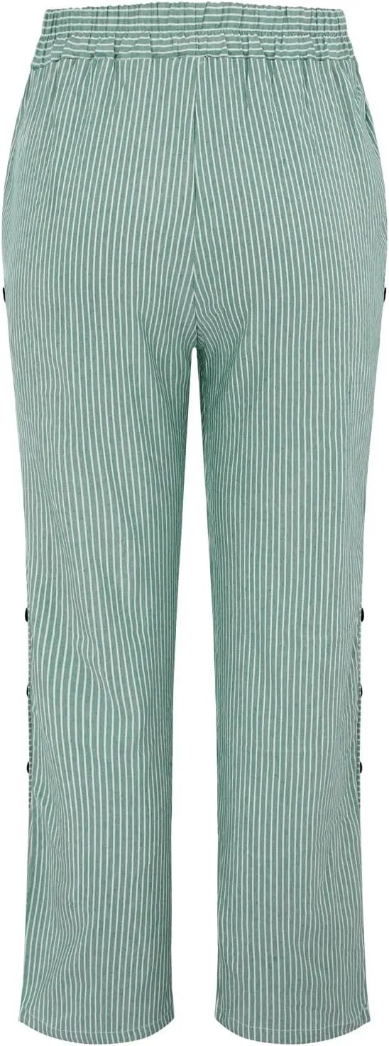 Linen Pants Women Summer 2025 Casual Cotton Linen Pant High Waisted Drawstring Lounge Pants Beach Trousers