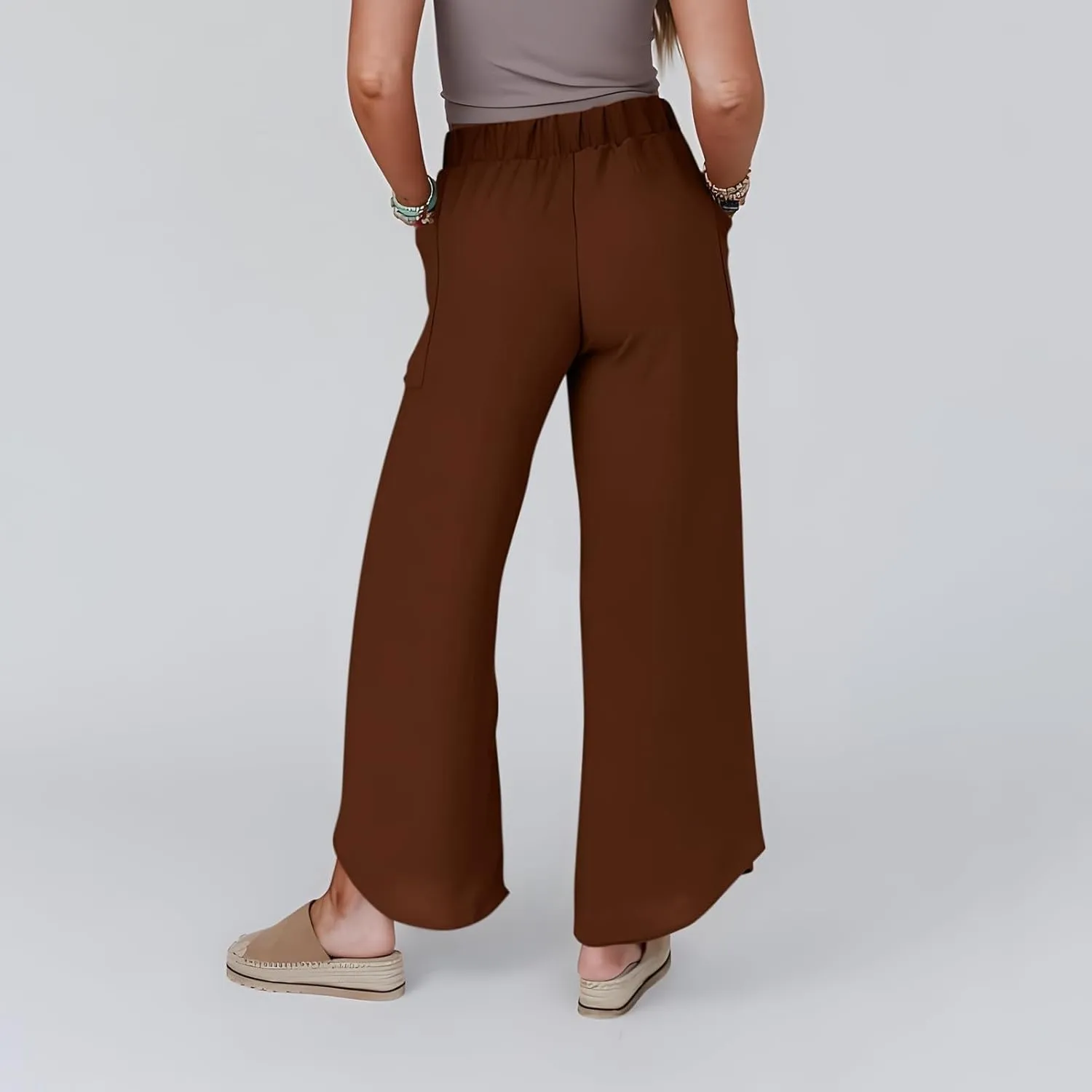 Linen Pants Women Wide Leg Summer Linen Pants Leg Drawstring Elastic High Waist Pant Linen Blend Pants Linen Outfit